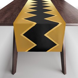 Gold Black Modern Zig-Zag Line Collection Table Runner