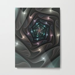 Metallic Spiral, Modern Abstract Fractal Art Metal Print | Tunnel, Modern, Luminous, Shining, Spiral, Decorative, Abstract, Metallic, Illustration, Fractalart 