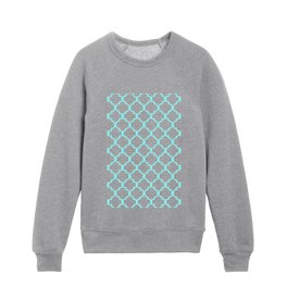 Moroccan Trellis (Aqua & White Pattern) Kids Crewneck