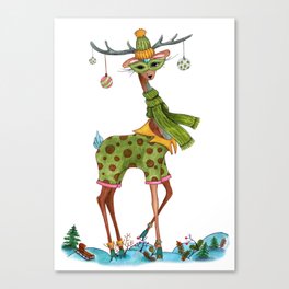 Fashion Christmas Deer 11 Canvas Print
