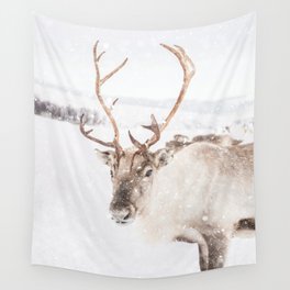 Reindeer in the Snow | Winter in Tromsø, Norway Art Print | Nature Travel Photography Wall Tapestry