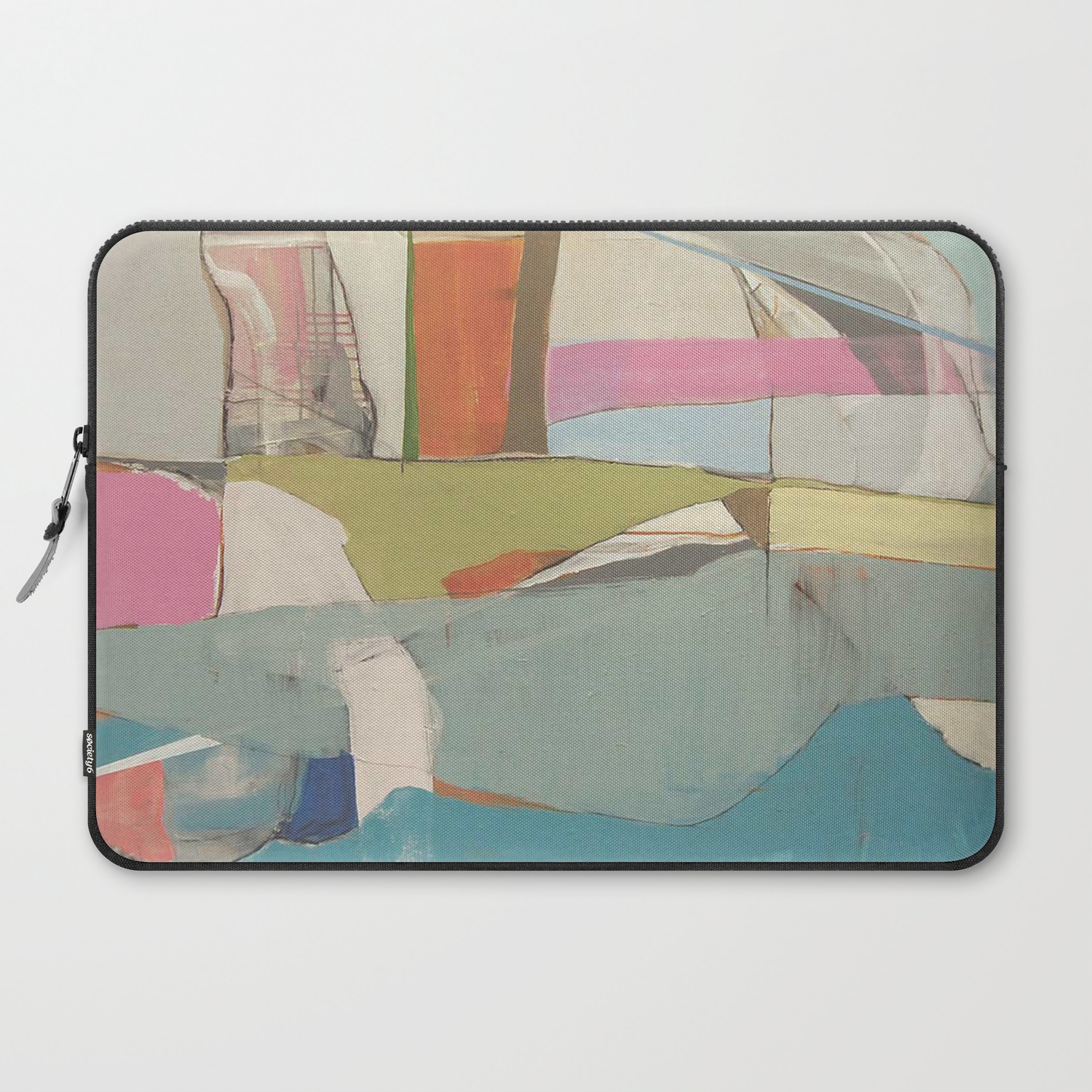 Tidal Pool Abstract Art In Turquoise Cream White Orange And