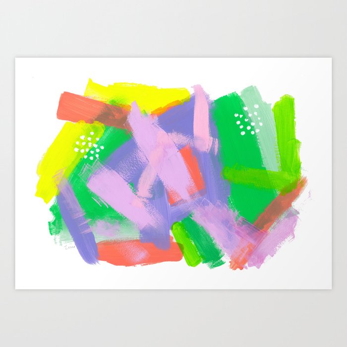 Be You Be Ok Baby Pink Modern Lime Green Abstract Painting Art