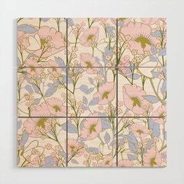 Grama’s Sheets - Springtime Butterfly in periwinkle & pink Wood Wall Art