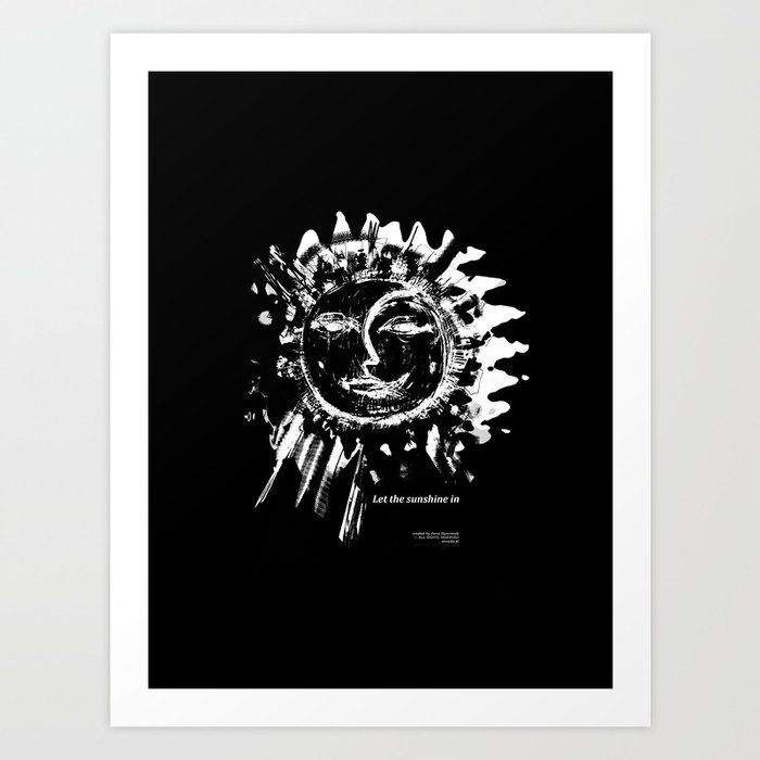 Sun And Moon Black Ad White Drawing Art Print By Annasko Society6 Moon with feminine face hiding the sun, representing male, behind it. sun and moon black ad white drawing art print by annasko