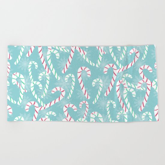 Frosty Canes Beach Towel