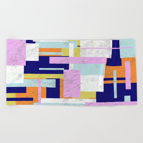 Pale Geometry - Abstract, textured, artwork Beach Towel