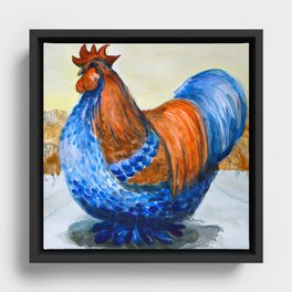 Rooster and Hen Framed Canvas