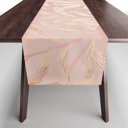 Blush Pink Leaves Silk Trendy Collection Table Runner