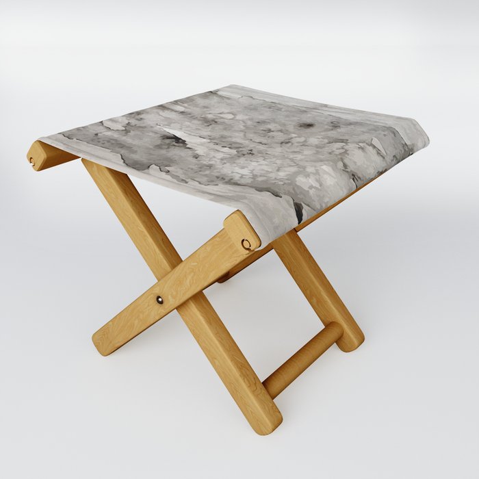 Abstract Painting Grayscape Folding Stool