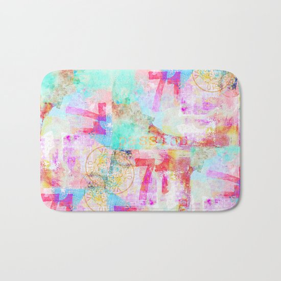 Passion mixed media colorful abstract art Bath Mat