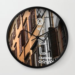 Hotel California // A Modern Artsy Style Graphic Photography of Neon Sign in Europe on Buildings Wall Clock | Building Stone Alley, Simple Neutral Color, Girls And Guys Art, Medieval Amsterdam, Big Picture Pictures, Washed Out Eagles, Trendy Room Decor, Italy Italian Paris, Retro Vintage Trippy, City Street Streets 