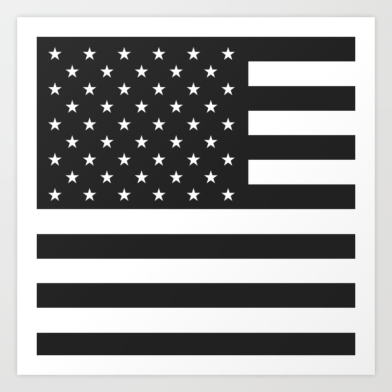 pix Black And White Striped Flag With Stars american flag stars and stripes black white art print