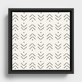 Arrow Geometric Pattern 5 in Black Beige Framed Canvas