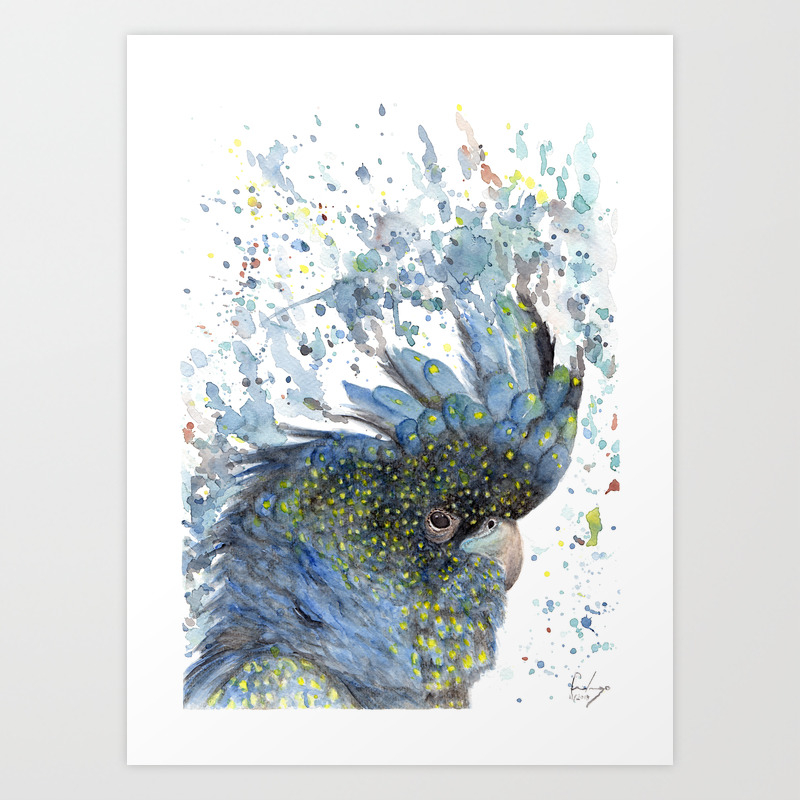 Watercolor Painting Of Picture Black Cockatoo Art Print By Signorum Society6