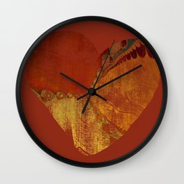Southwestern Sunset Heart - grungy heart, copper orange ochre boho Wall Clock
