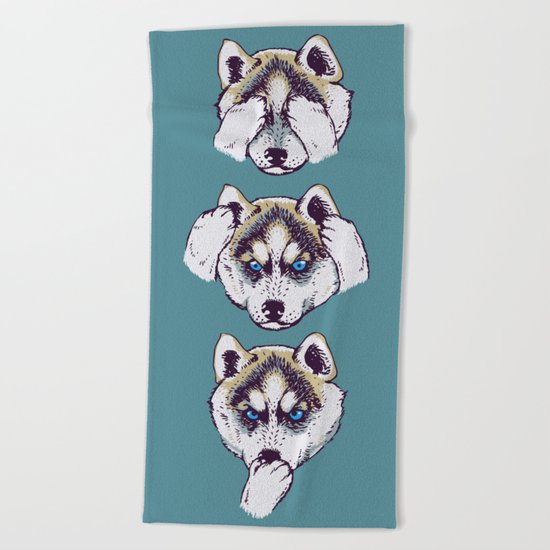 No Evil Husky Beach Towel