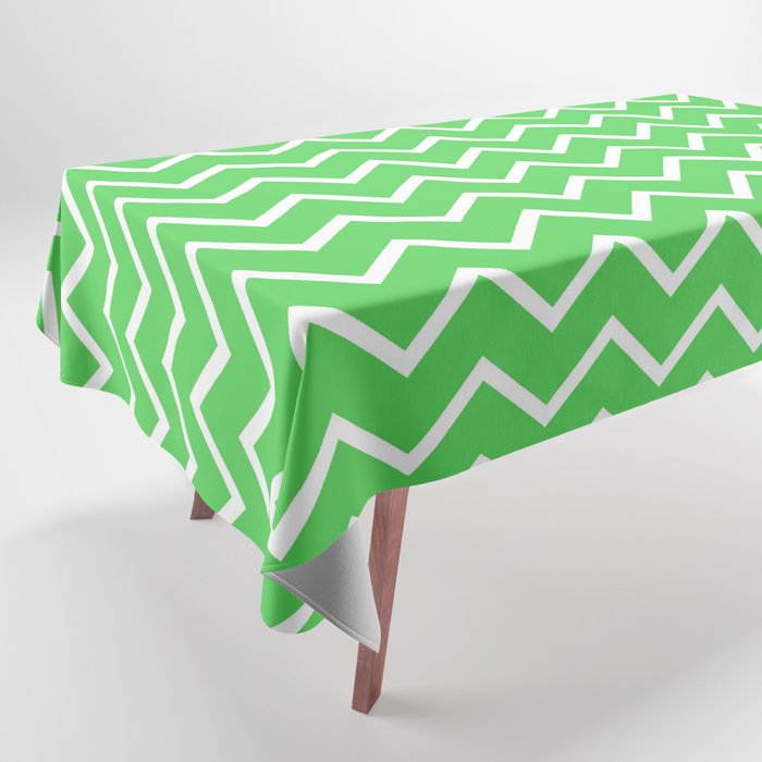 Zigzagged (White & Green Pattern) Tablecloth