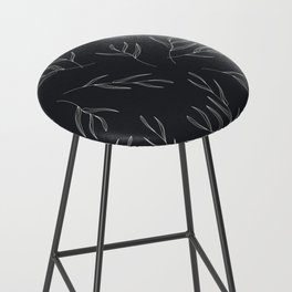Black and white line work leaf drawing Bar Stool