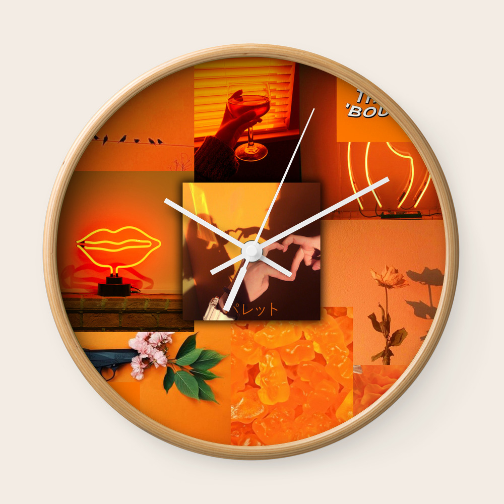 orange love aesthetic collage wall clock by ethannguyen2020 society6 orange love aesthetic collage wall clock by ethannguyen2020