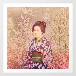 Royal Tokyo Geisha - Watercolor Vintage Graphic Art Print