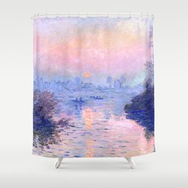 Claude Monet "Sunset on the Seine at Lavacourt. Winter Effect" Shower Curtain
