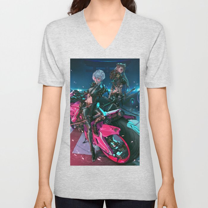 Onna Bugeisha-motor V Neck T Shirt