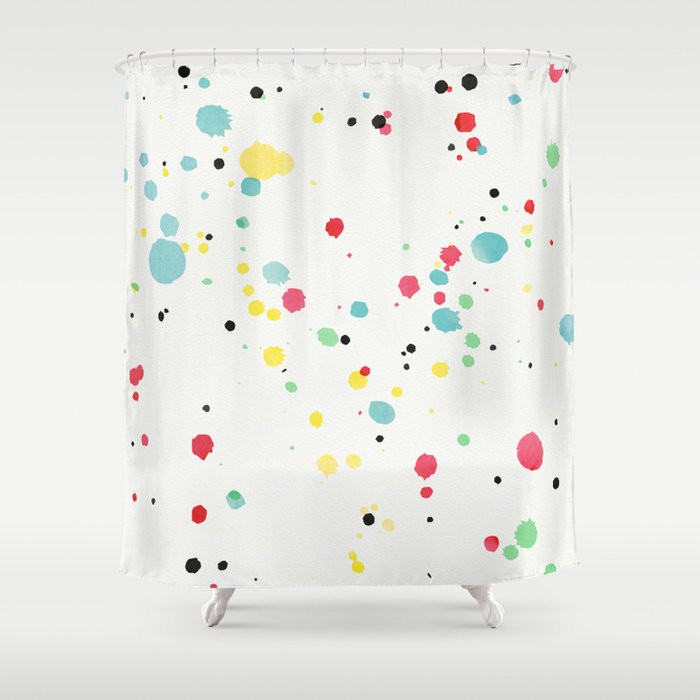 Watercolor Splatters On White Leather Shower Curtain By Miyagidesign Watercolor Splatters On White Leather Shower Curtain