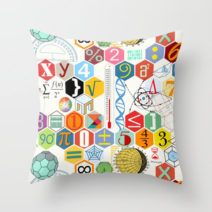 Math in color (white Background) Throw Pillow