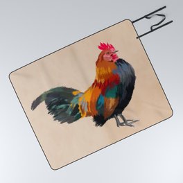 wake the f up rooster print Picnic Blanket