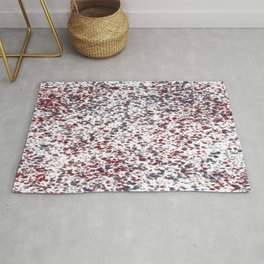 American Patriotic Paint Spatter Design: Red and Blue on White Rug