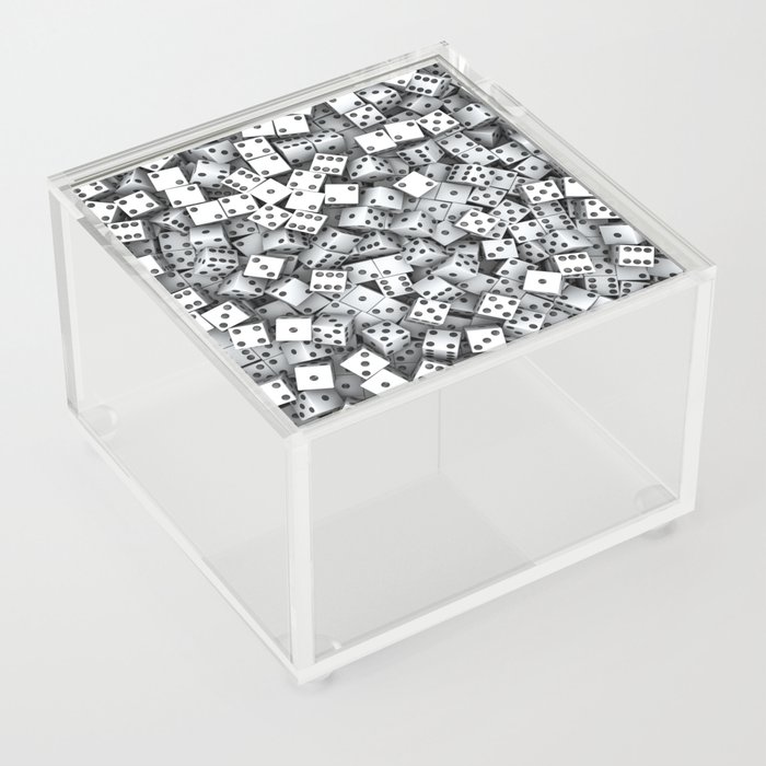 Casino Lucky Dice Gambler Abstract Gaming Pattern White Acrylic Box