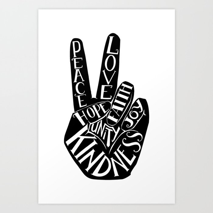 Peace Sign Hand Art Print