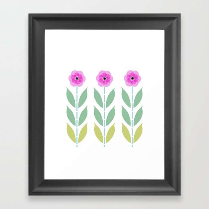 Pink Flower Trio Framed Art Print