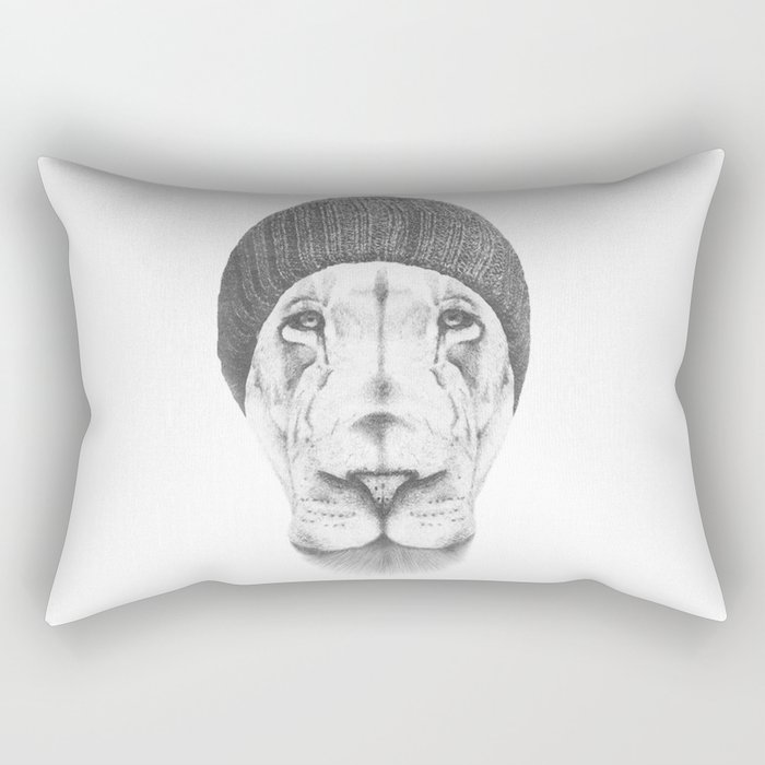 Hipster Lion Drawing  Rectangular Pillow