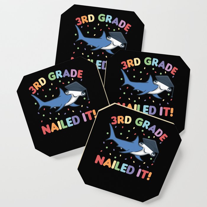 3rd Grade Nailed It Hammerhead Shark Graduation Coaster