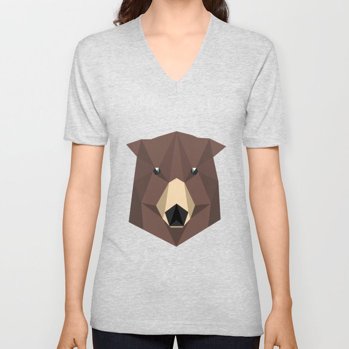 BROWN BEAR - GEOMETRIC V Neck T Shirt