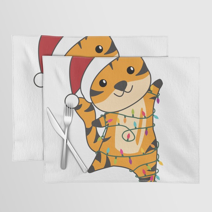 Tiger Christmas Snow Winter Animals Tiger Placemat
