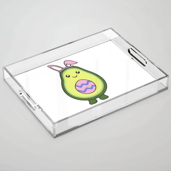 Funny Easter Bunnies Avocado With Colorful Easter Acrylic Tray