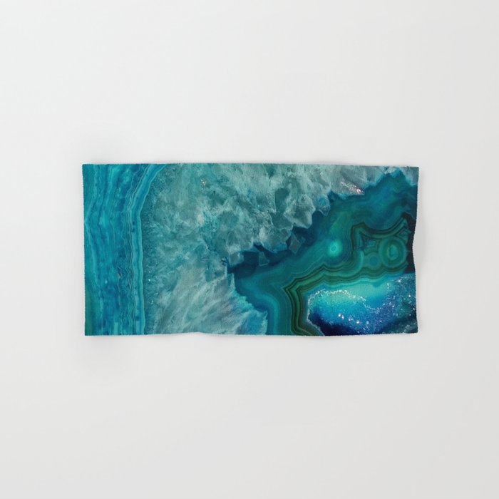 Turquoise teal decorative stone Hand & Bath Towel