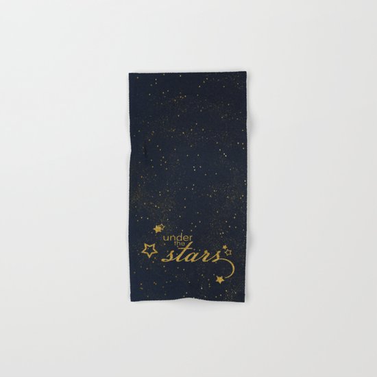 Under the stars- sparkling gold glitter night typography on #Society6 Hand & Bath Towel