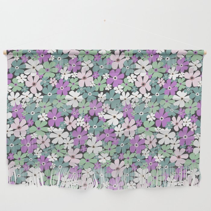 Groovy Daisies - Green Purple Wall Hanging