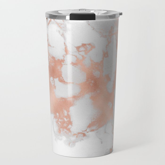 Blush Pink And White Marble Collection Travel Mug