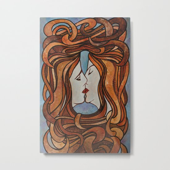 Lesbian Kiss (Art Nouveau Style) Metal Print