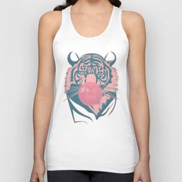 tiger chewing bubble gum in pink Unisex Tank Top