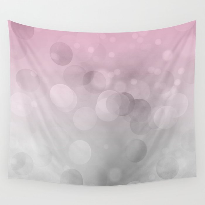Pink  Grey Soft Gradient Bokeh Lights Wall Tapestry
