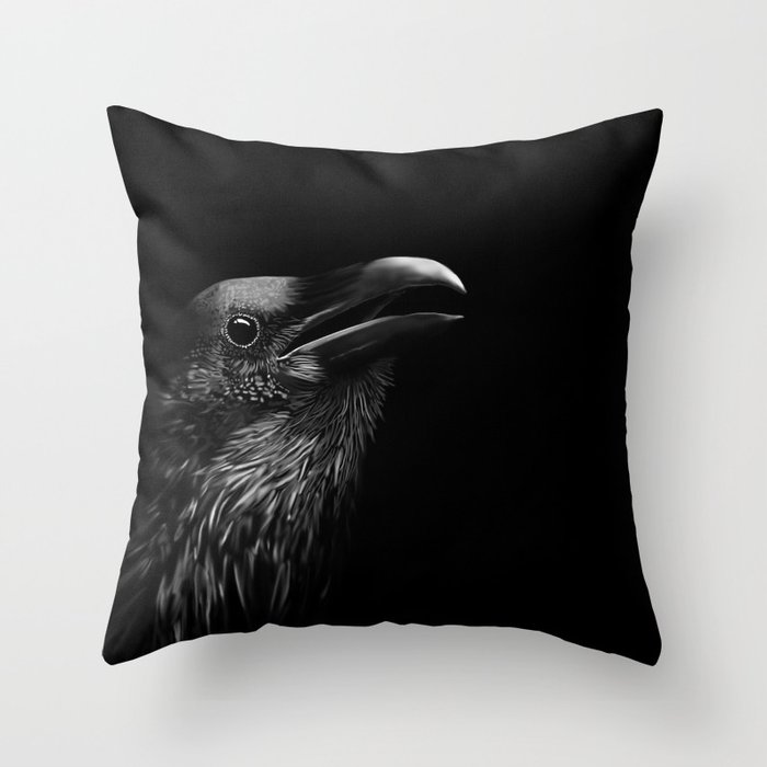 Dark Raven Throw Pillow