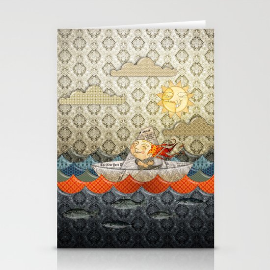 paper boat Stationery Cards