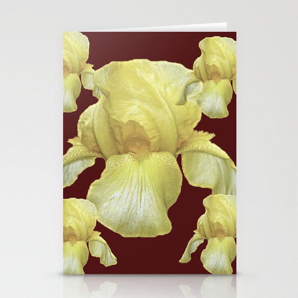 PALE YELLOW IRIS ON BURGUNDY COLOR Stationery Cards