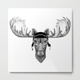 Moose Pilot Metal Print | Airplane, Alaskamoose, Alaska, Antlers, Elk, Hunting, Graphicdesign, Moose, Aviation, Forest 